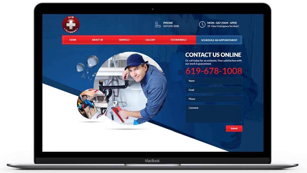 aidplumbing website home page